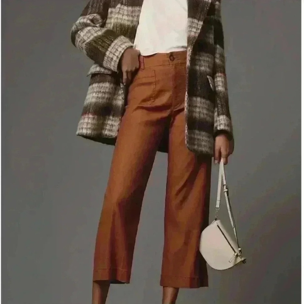 Anthropologie Maeve Colette Crop Linen Pant 31 Bronze